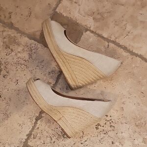 Coach Cream Espadrille Wedge Pumps